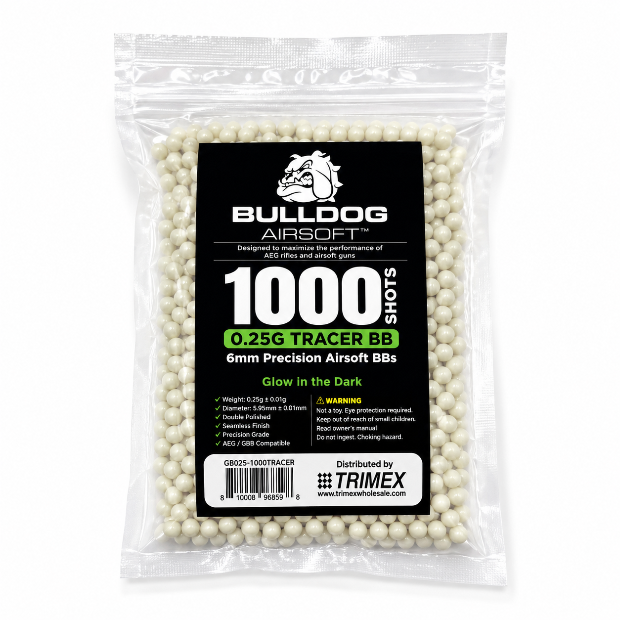 Bulldog Airsoft 0.25g Tracer BB 1000 Bag
