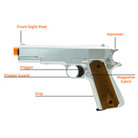 HFC Gas Powered Non-Blowback Airsoft Pistol Silver - HG-121-S