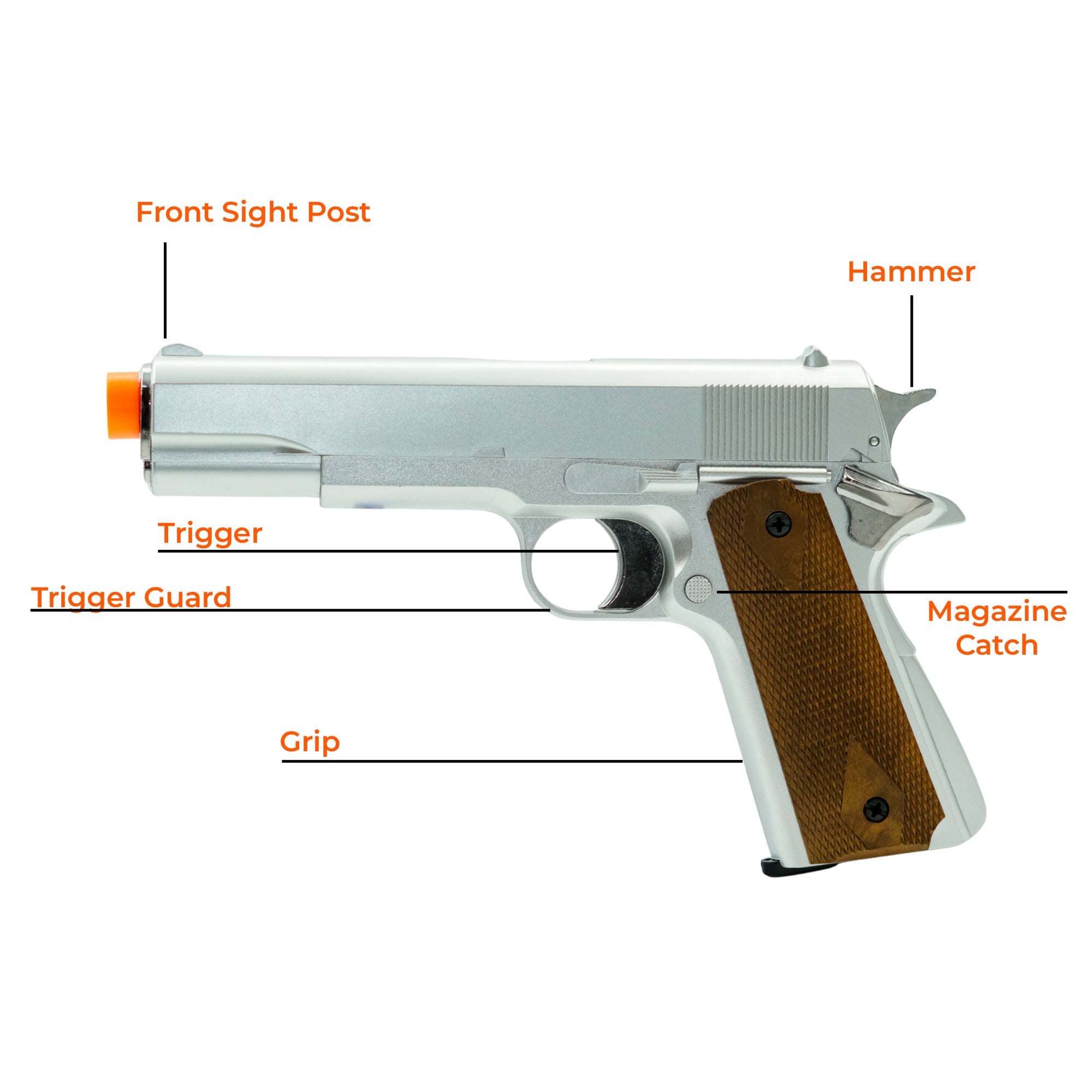 HFC Gas Powered Non-Blowback Airsoft Pistol Silver - HG-121-S