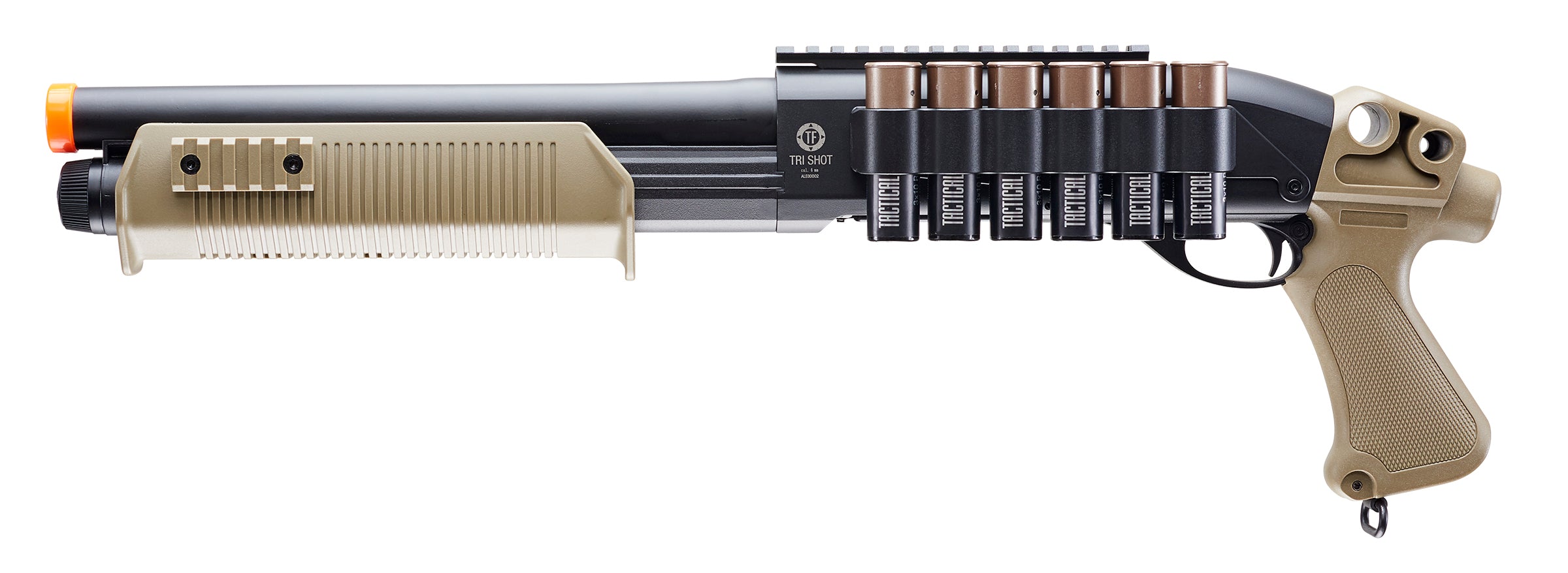 2278994_TACTICAL FORCE TRI-SHOT SHOTGUN-6MM-BLACKTAN_Left-Side-Angle_16