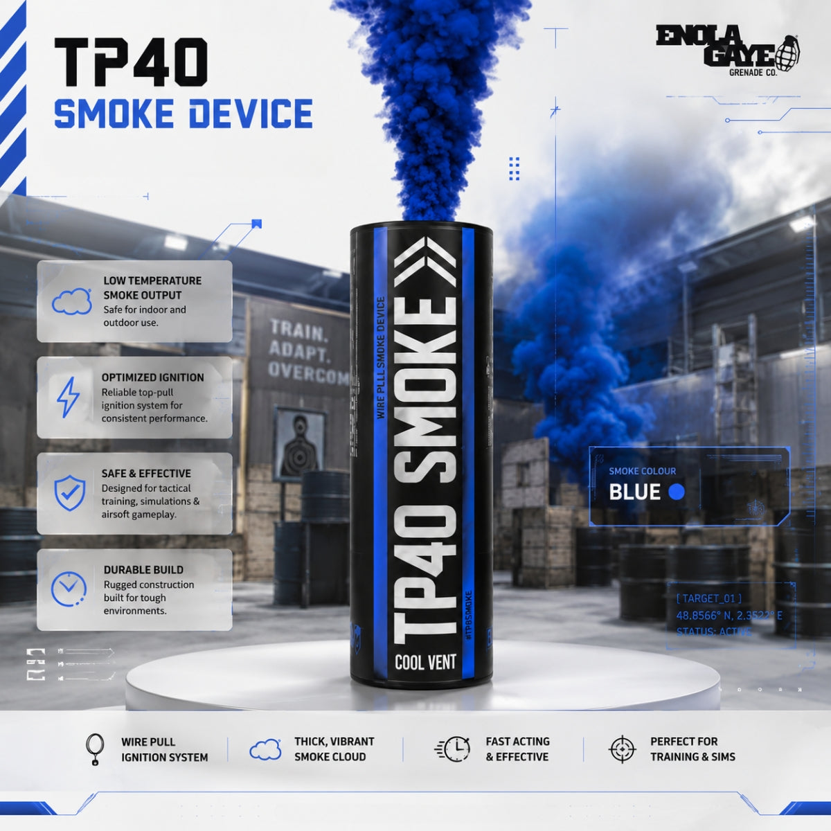 Enola Gaye Top Pull Smoke Grenade Blue - TP40-Blue