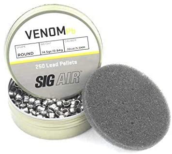 Sig Sauer .22 Caliber Venom Lead Round Pellets 14.5gr 250 CT Blister – AIR-AMMO-VPB-22