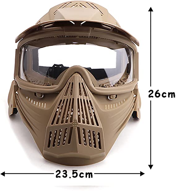 Transformers Ultimate Protection Airsoft Mask (Lens) With Neck Guard Extension Tan MA-25-T