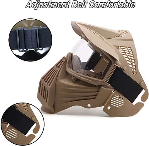 Transformers Ultimate Protection Airsoft Mask (Lens) With Neck Guard Extension Tan MA-25-T