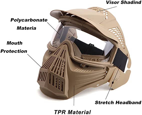 Transformers Ultimate Protection Airsoft Mask (Lens) With Neck Guard Extension Tan MA-25-T