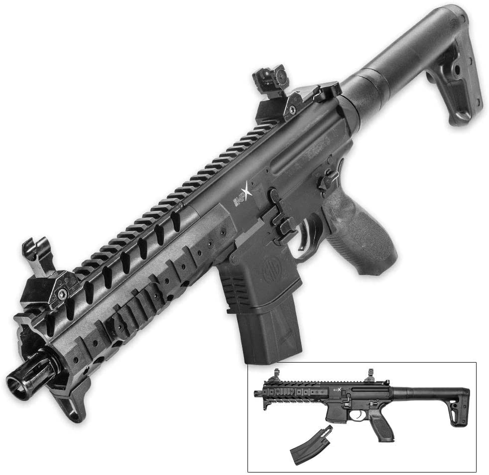 SIG Sauer MPX ASP Co2 Powered .177 cal 500 FPS Semi-Automatic Airgun (Color: Black) AIR-MPX-177-88G-30-BLK