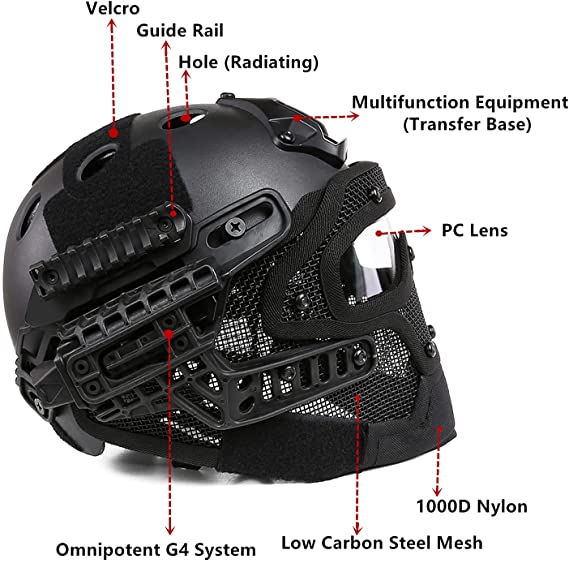 Airsoft Tactical Hemet G4 Black HL-20-PJ-BK