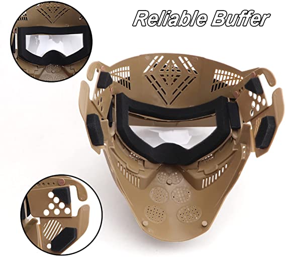 Transformers Ultimate Protection Airsoft Mask (Lens) With Neck Guard Extension Tan MA-25-T