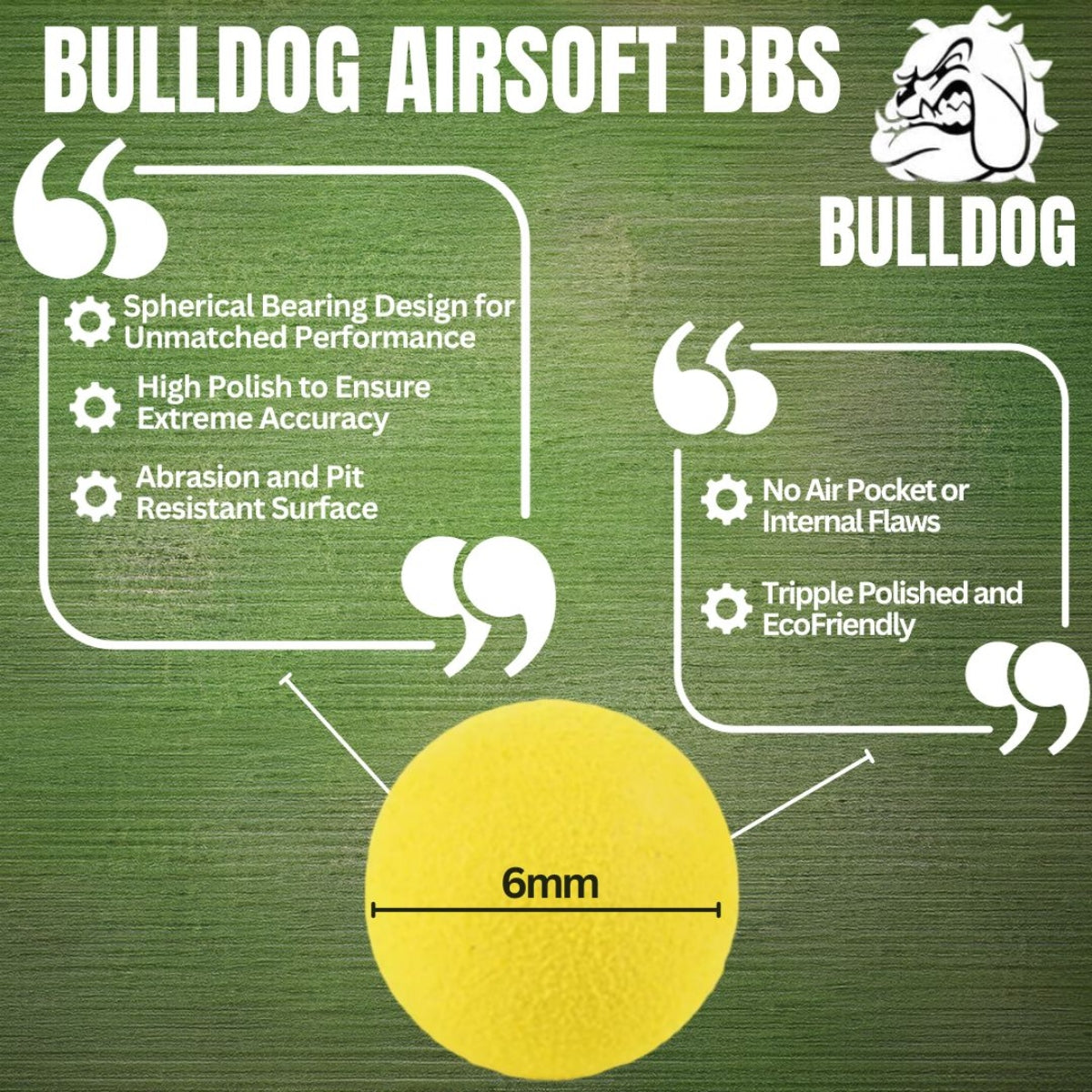 Bulldog 6mm Yellow Airsoft BBs Gun Ammo Gun Pellets & Ammunition