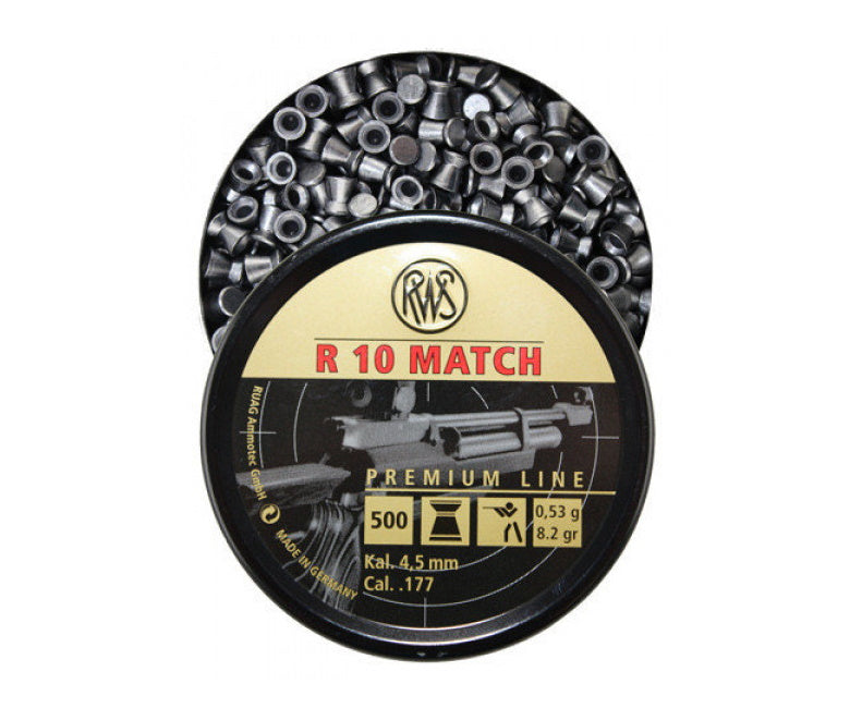 RWS R10 MATCH PREMIUM LINE .177CAL PELLETS HEAVY 4.5MM (8.2 GRAINS) 500CT – 2315014 1