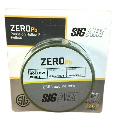 Sig Sauer .22 Caliber Zero Lead Hollow Point Pellets 16.6gr 250 CT Blister – AIR-AMMO-ZPB-22