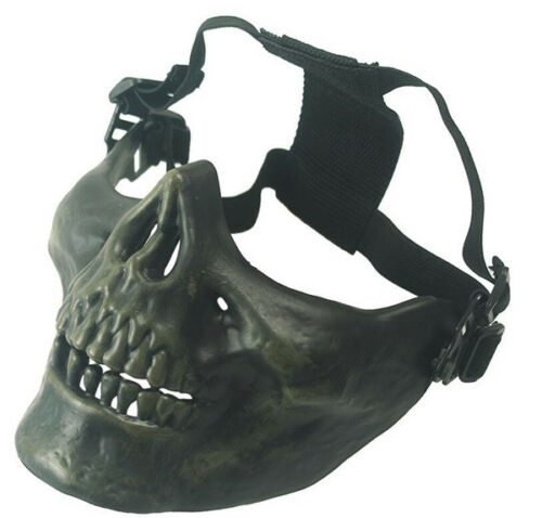 AIRSOFT HALF FACE GREEN SKULL MASK MA-15-OD