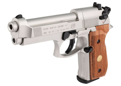 BERETTA M 92 FS NICKEL/WOOD 0.177 Pellet Air Pistol – 2253002