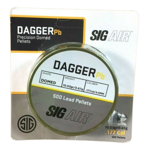 Sig Sauer .177 Caliber Dagger Domed Lead 10.03gr Pellets 500 CT Blister – AIR-AMMO-DPB-177