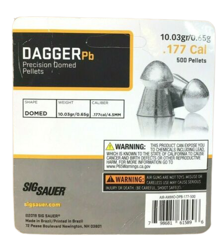 Sig Sauer .177 Caliber Dagger Domed Lead 10.03gr Pellets 500 CT Blister – AIR-AMMO-DPB-177