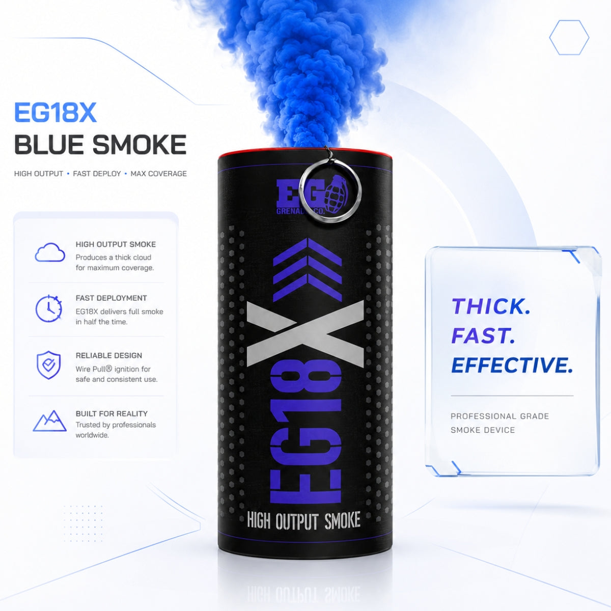 Enola Gaye Extreme Output Airsoft Wire Pull Large Smoke Grenade - EG18X-Blue