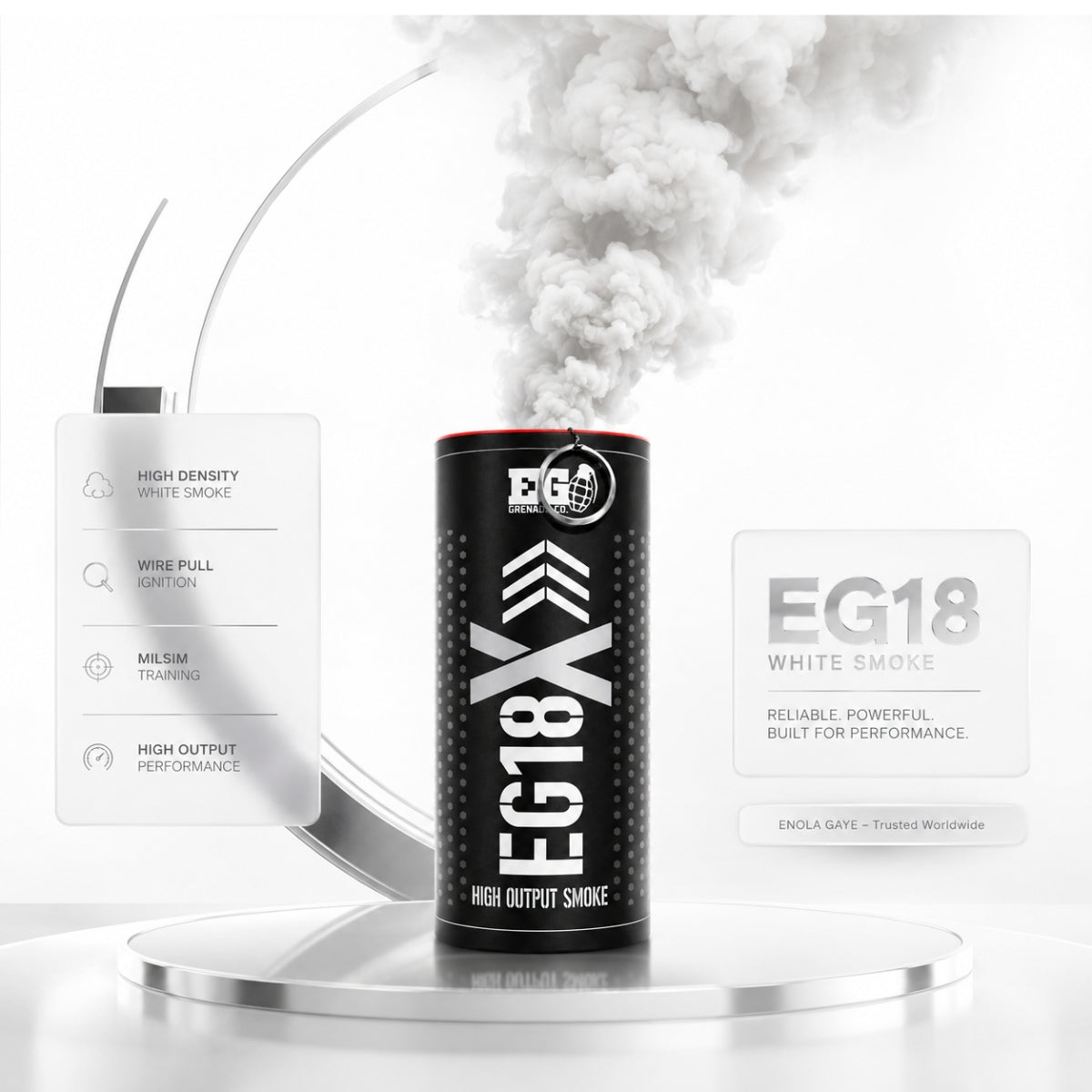 Enola Gaye Extreme Output Airsoft Wire Pull Large Smoke Grenade - EG18X-White