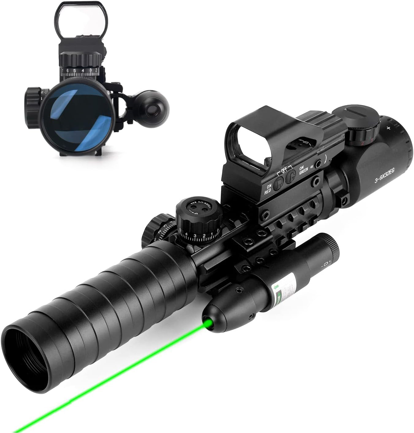 BUSHNELL - Lunette de visée 3-9X32EG lumineuse rouge/vert avec rail BUSHNELL - Lunette de visée 3-9X32EG lumineuse rouge/vert avec rail