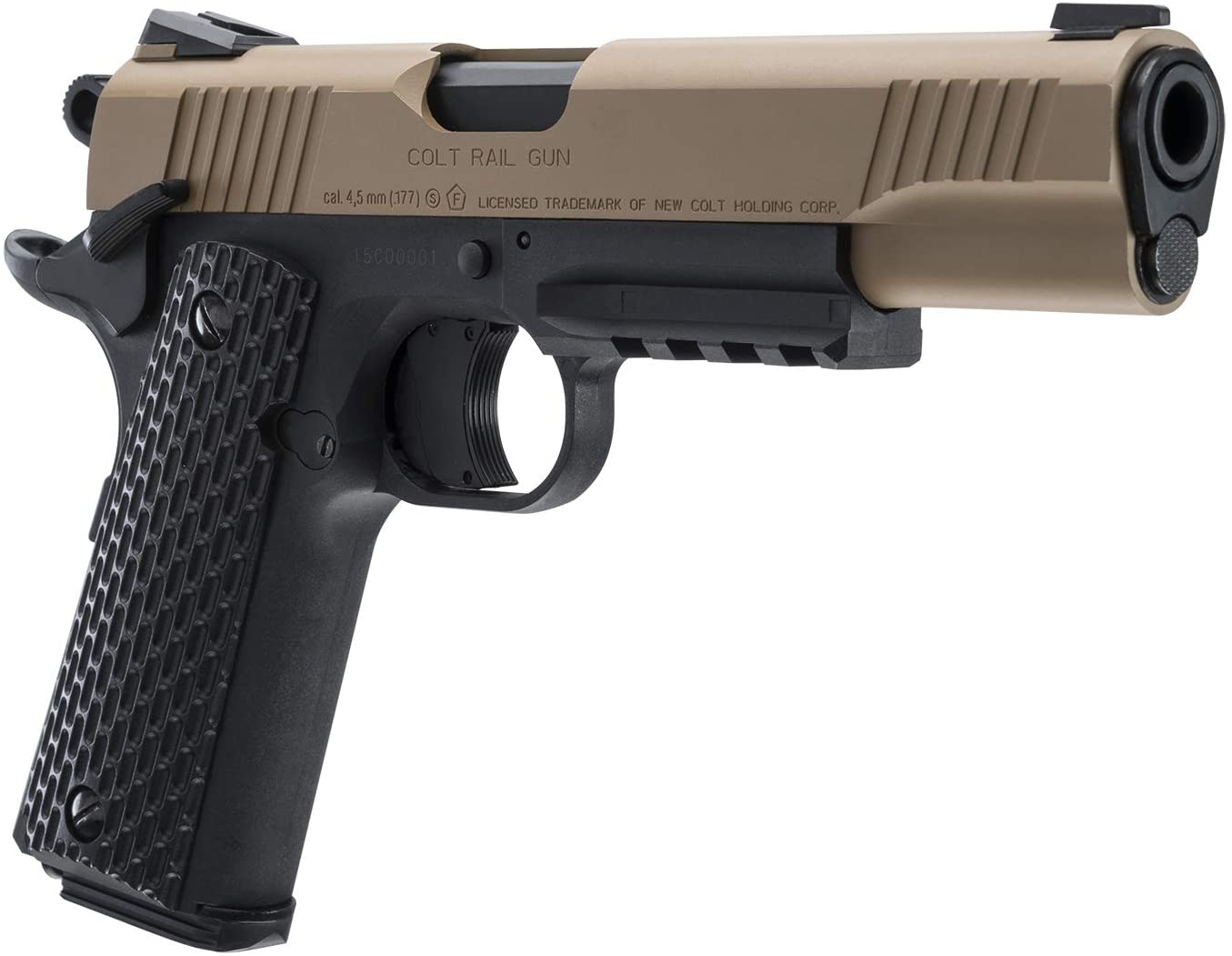 Colt M45 CQBP Metal Slide CO2 Blowback Air Pistol .177 4.5mm Metal BBs Tan 2254045
