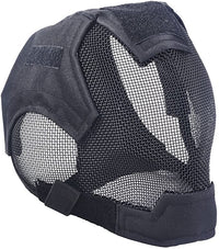 AIRSOFT FENCING SAFETY MESH MASK FULL FACE AND EARS PROTECTION BLACK MA-19-BK