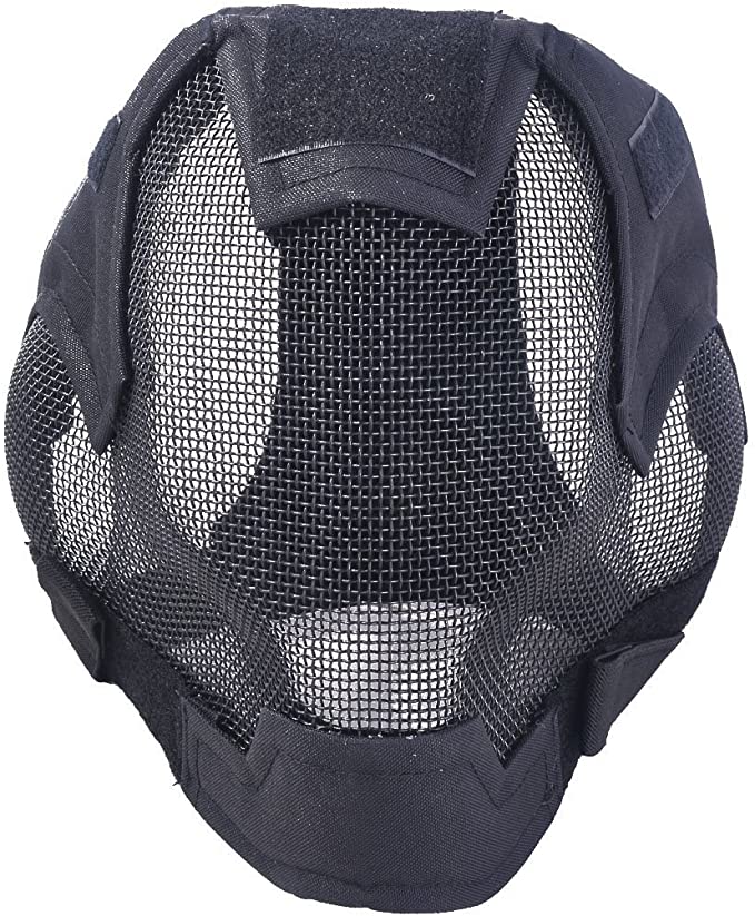 AIRSOFT FENCING SAFETY MESH MASK FULL FACE AND EARS PROTECTION BLACK MA-19-BK