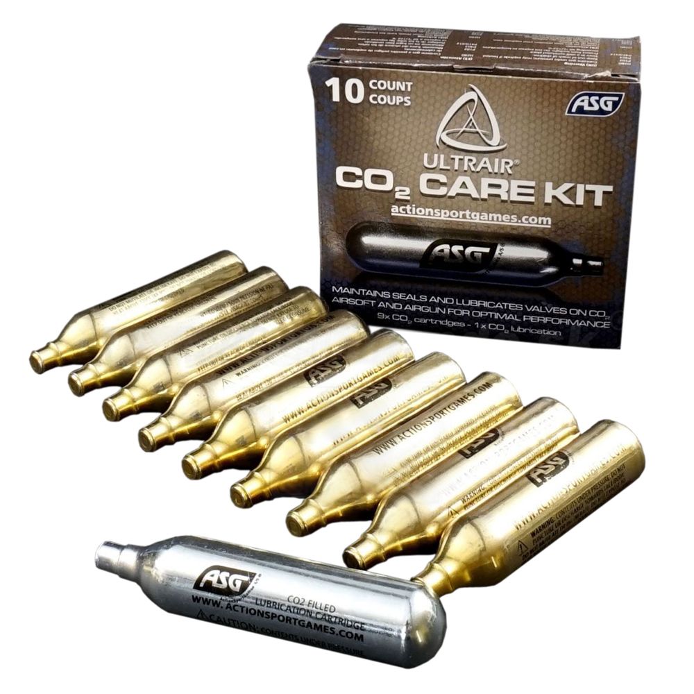 ASG ULTRAIR 12GR. CO2 CARTRIDGE 10 PCS (9 STD./1 LUBRICATED) BY ASG &#8211; ASG-19237
