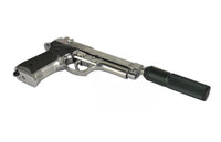 SR92 Gas Blowback Silver Pistol with Silencer GB-0709-SP